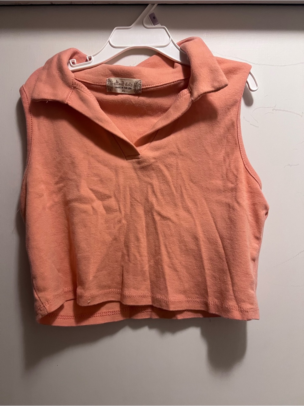 Altar'd State Peach Sleeveless Polo Crop Top